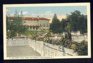 Lake George, New York/NY Postcard, Ft Wm Henry Hotel From The Pergola, 1917!