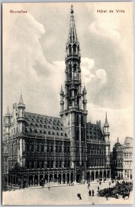 Bruxelles Hotel de Ville Belgium Building Skyscraper Structure Antique Postcard