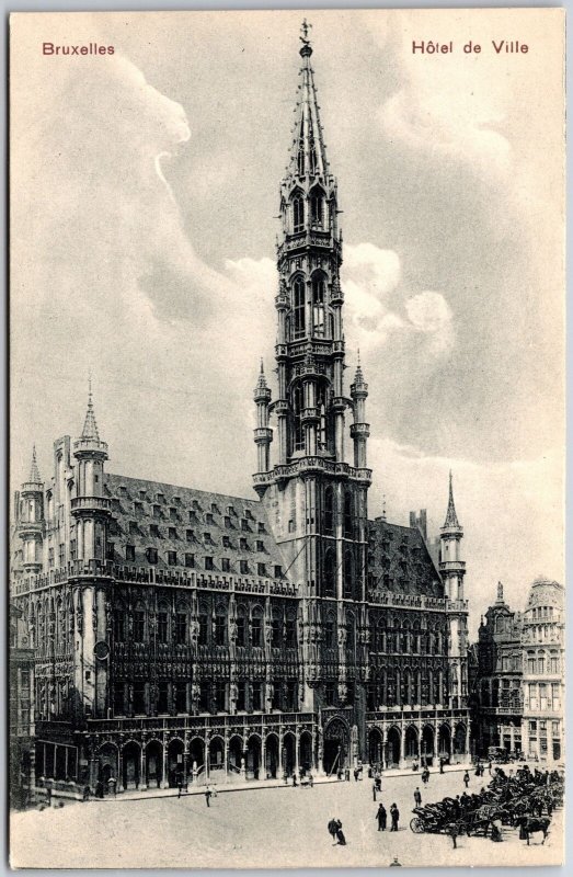 Bruxelles Hotel de Ville Belgium Building Skyscraper Structure Antique Postcard