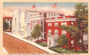 Scranton's Club Row Elk'S Club & Masonic Temple Pennsylvania Landmark Postcard