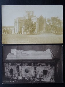 Grange-over-Sands 2 x CARTMEL Priory Church & Tomb c1910 RP Postcard by Frith