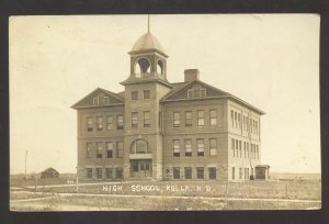 RPPC ROLLA NORTH DAKOTA HIGH SCHOOL BUILDING VINTAGE REAL PHOTO POSTCARD