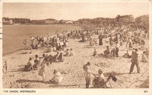 England 1955 The Sands Weymouth Beach Chair Lounges vintage postcard