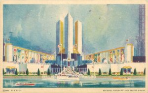 1933 Chicago Expo Federal Bldg & States Group Linen Donnelley 112 Postcard