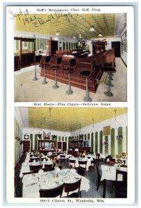 c1920 Goff's Restaurant Chet Clinton St. Waukesha Wisconsin WI Vintage Postcard