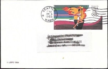 US UX102 Used. Olympics '84  Running the Torch. Crease in middle-top to ...