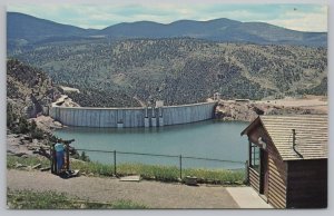 State View~Flaming Gorge Dam From Dutch John Visitor Center~Vintage Postcard
