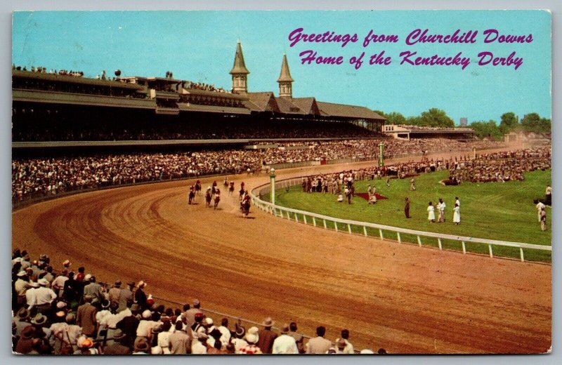 Postcard Louisville KY c1966 Greetings From Churchill Downs Kentucky Derby