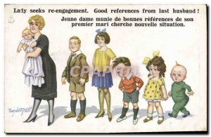 Old Postcard Fantasy Illustrator Lady seeks re engagement Kids Woman