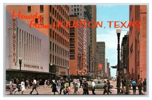 Main Street View Woolworths Howdy From Houston Texas TX UNP Chrome Postcard U4