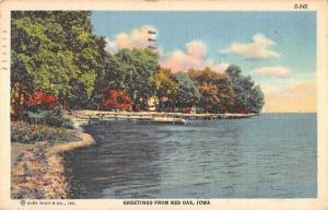 Greetings from Red Oak Iowa  Water Scene Antique Postcard W65