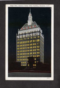 NY Night view Eastman Kodak bldg Rochester New York Linen Postcard