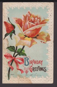 Birthday Greetings Flowers - embossed - pm1911 - DB