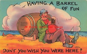 Walt Munson, Colourpicture No 17, Having a Barrel of Fun, Drinking Beer at Beach 