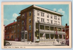 c1940 St. Stephens New Brunswick Canada Postcard Queen Hotel Exterior Building