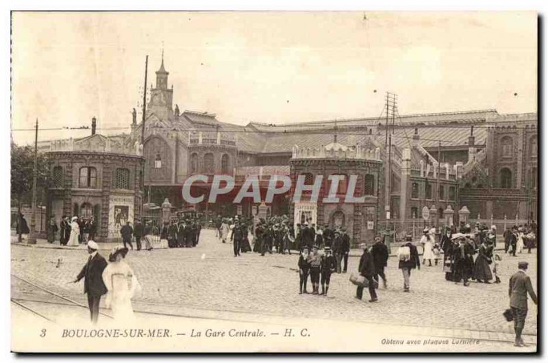 Old Postcard Boulogne sur Mer Central Station H C