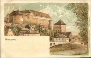 Tubingen Germany Fine Lithograph by Eckstein & Stahle c1900 Postcard