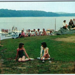 c1960s Candlewood Lake, CT Greetings from Cute Girls Women Men Artchrome A306