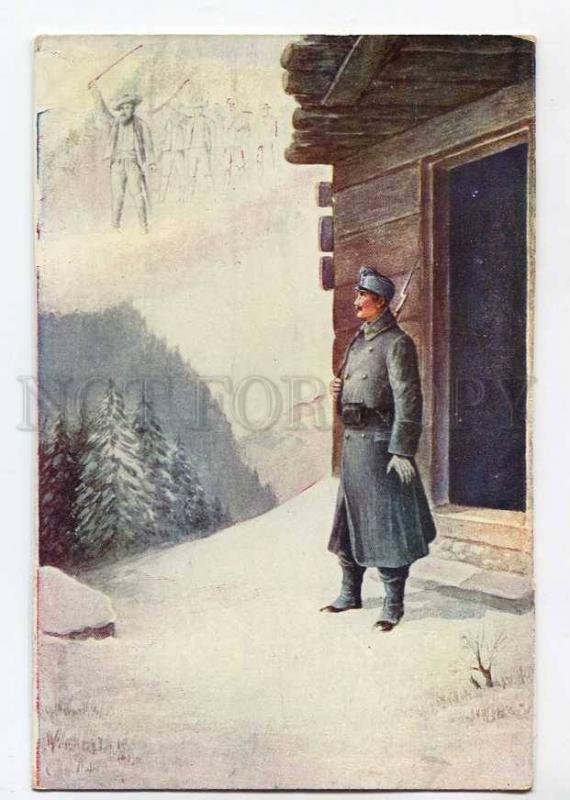 264587 WAR PROPAGANDA Guard in Snow Vintage R.B.W. postcard