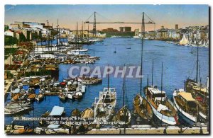 Old Postcard Marseille Vieux Port and the Transporter Bridge Boat