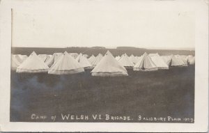 Camp of Welsh VI Brigade Salisbury Plain England Tents 1907 RPPC Postcard F86