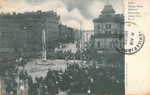 c.'09,Paulus Hook Soldiers Monument Ceremony, Jersey City, NJ, Msg, Old Postcard