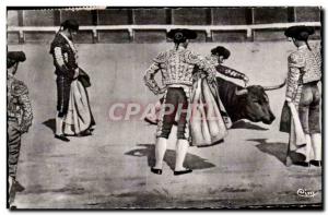 Old Postcard Bullfight bull Toro