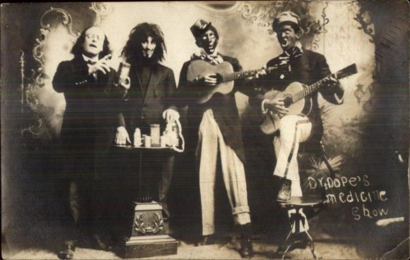 Dr. Dope's Medicine Show Creepy Costumes 'Black' Men Real Photo Postcard