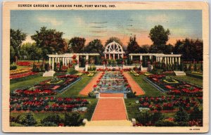 1948 Sunken Gardens In Lakeside Park Fort Wayne Indiana IN Posted Postcard