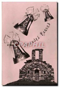 Old Postcard Happy Easter bell