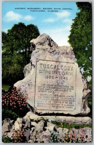 Tuscaloosa Alabama 1940s Postcard Stone Monument Second State Capitol