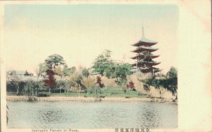 Japan Saruzawa Pagoda at Nara Hand Tinted Vintage Postcard 07.18
