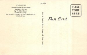 FLINT, Michigan MI    EL RANCHO RESTAURANT & LOUNGE  ca1950's ROADSIDE Postcard