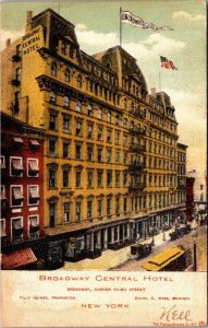 Vintage New York City Postcard - Broadway Central Hotel