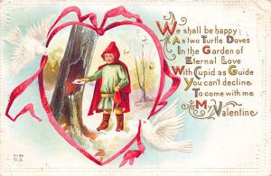My Valentine Greetings Poem Embossed Tilted Stamp Postcard