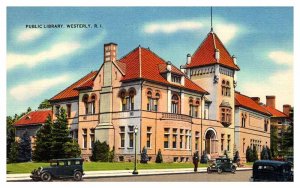 Postcard LIBRARY SCENE Westerly Rhode Island RI AQ6021