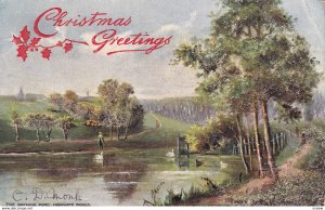 The Bathing Pond, Highgate Wood, Christmas Greetings, 1900-1910s; TUCK 7265