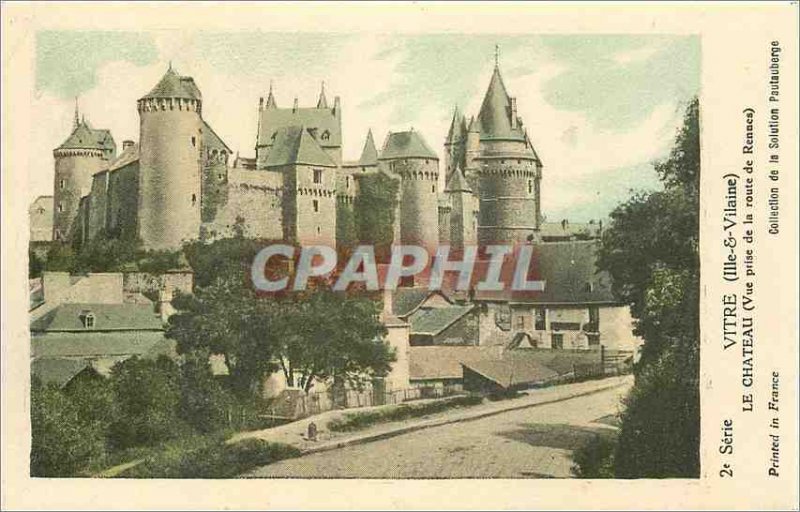 Old Postcard Vitre Ille Villaine Chateau View from the road to Rennes