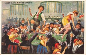 Germany Grufi vom Oktoberfelt Men & Women Dancing, Artist Signed Postcard.