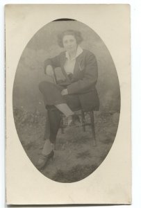 RPPC Postcard Woman Dressed Man's Clothes