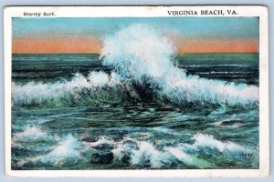 1920's STORMY SURF VIRGINIA BEACH VA VINTAGE POSTCARD