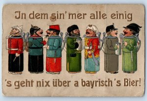 Munich Bavaria Germany Postcard Men Mug Bavarian Beer Beerstein 1912 Posted