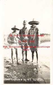 Mexico Border War, RPPC, Two Mexican Soldiers Captured by US Soldiers, Horne