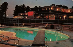 c.1963 Alpine Lodge Night View Swimming Pool Macon Georgia Postcard 2T7-123