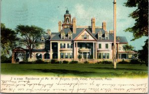 Vtg 1910 H.H. Rogers Residence Home Fairhaven Massachusetts MA Postcard