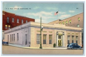 c1940 US Post Office Building Classic Car Street Nanticoke Pennsylvania Postcard