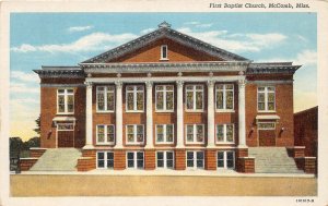 G96/ McComb Mississippi Postcard Linen First Baptist Church Building