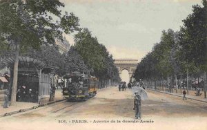 Avenue de la Grande Armee Streetcar Paris France 1912c postcard