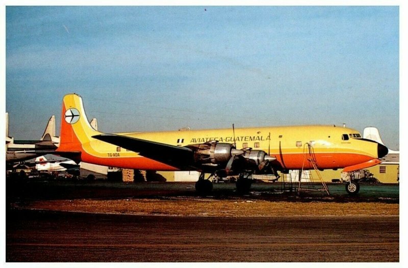 Aviateca Guatemala McDouglas DC 6 at Miami Airplane Postcard 1971