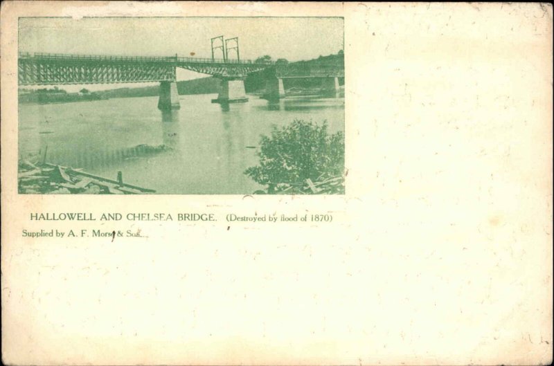 Hallowell & Chelsea ME Bridge c1905 Postcard